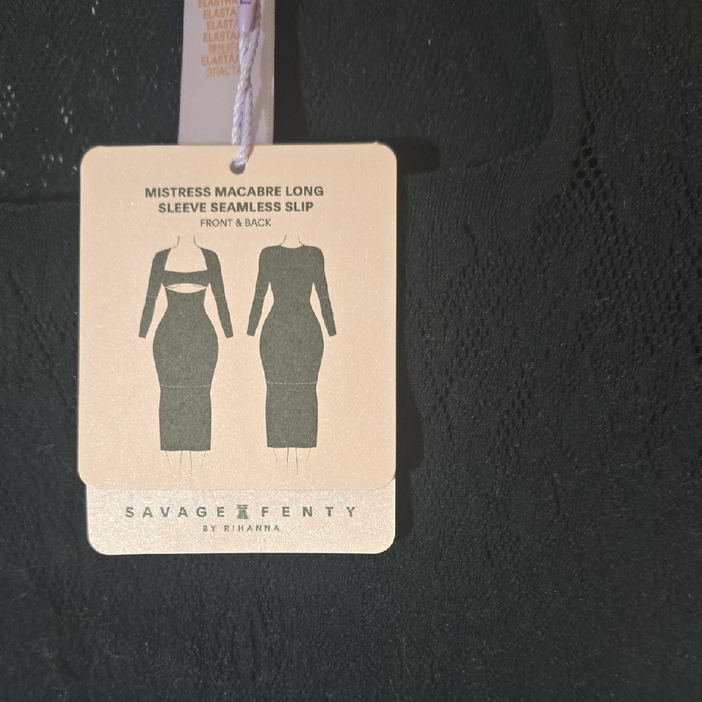 Savage X Fenty Black Lace Long Sleeve Seamless Slip